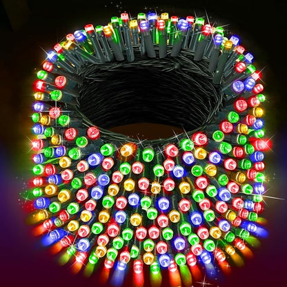 XURISEN 403FT 1000 LED Christmas Lights Outdoor Green Wire String Lights 8 Modes with Timer Memory Waterproof Fairy Lights Plug in for Xmas Tree Wedding Yard Party Holiday Decorations(Multicolor)