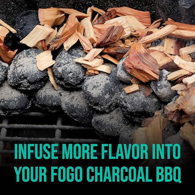 FOGO Hickory Wood Chips for Grilling and Smoking, Classic Bold BBQ Flavor for Charcoal and Gas Grills, Made in USA, 1.4 lb Bag, 6-Pack