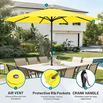 AreShark 12 FT Patio Umbrella for Outdoor, Outdoor Table Umbrella with Crank, Outdoor Patio Umbrellas with 8 Sturdy Ribs, Patio Umbrellas for Market, Garden, Pool (Yellow)