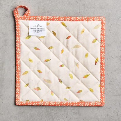 Maison d' Hermine Pot Holders 100% Cotton Potholders (8" x 8", Pack of 1) | Heat Resistant Hot Pads with Loop BBQ Cooking Baking Hotel Kitchen Handling Hot Pans Thanksgiving Christmas - Pumpkin Passion