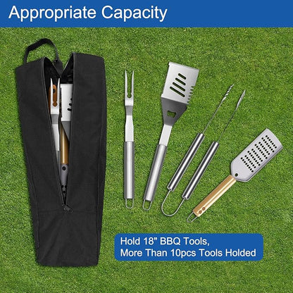 Grilling Bags, Storage and Transport Backpack, Oxford Cloth for Grill Utensils, Foldable for Camping and Hiking BBQ