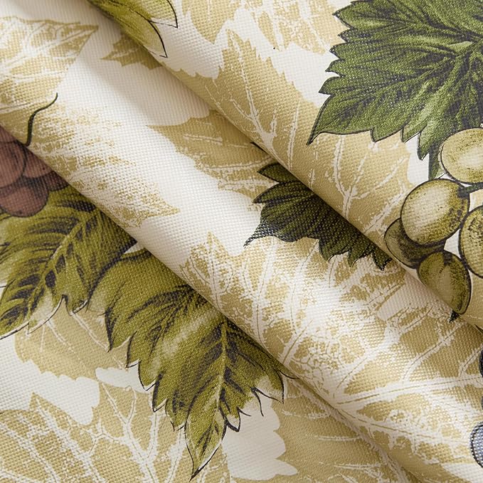 Newbridge 60 x 84 Inch Oval Vinyl Tablecloth with Flannel Backing, Grapevine Print, Grape Theme Indoor Outdoor Waterproof Table Cover, Picnic, Barbeque, Patio and Kitchen Dining