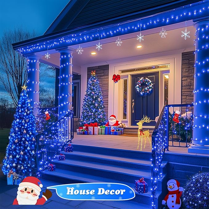 JMEXSUSS 173ft 500 LED Blue Christmas Lights Outdoor with Remote | 8 Modes Plug in Halloween Lights, Waterproof Blue String Lights for Outdoor Indoor Party House Xmas Halloween Decor