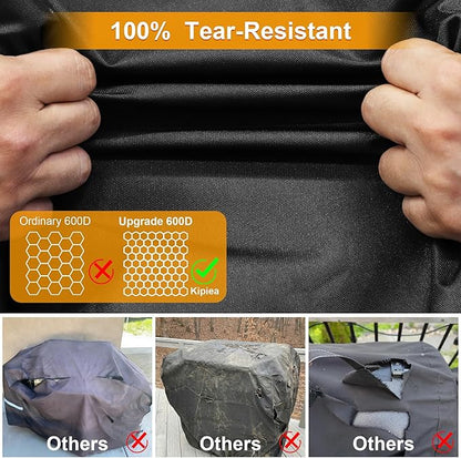 Kipiea Heavy Duty Grill Cover for Traeger Flatrock 3 Zone, 600D Oxford Fabric Wood Pellet Smoker Covers Waterproof & Windproof, Pellet BBQ Grill Cover for Outside Anti-UV, No Tear, No Fading