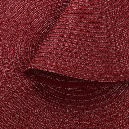 SHACOS Round Placemats Set of 4 for Dining Table 15 inch Round Braided Place Mats Washable Non Slip Kitchen Table Mats, Burgundy