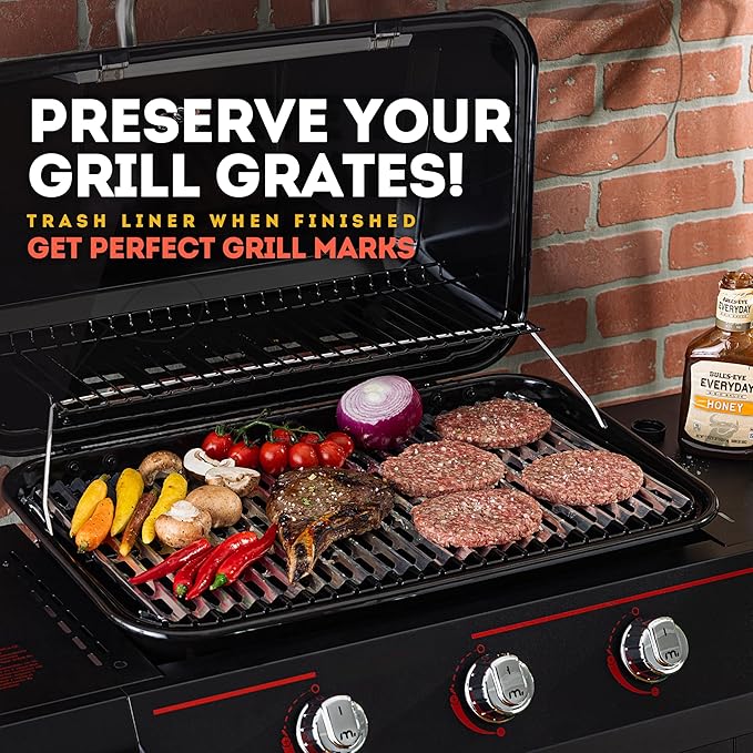 Disposable Aluminum Grill Liners & Grill Toppers | Heavy-Duty, Tear & Heat Resistant BBQ Foil Sheets | Perfect for Public Park Grills, Outdoor BBQ, Camping & Tailgating | 12 x 20 Size, 10-Pack