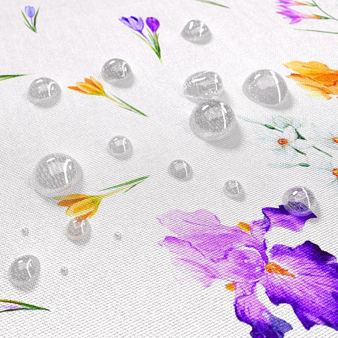 SASTYBALE Spring Summer Tablecloth 60 x 84 Inch Rectangle, Wild Flowers Floral tablecloths, Stain Resistant Wrinkle Free Table Covers Table Cover for Party Picnic Dinner Decor, Whiter