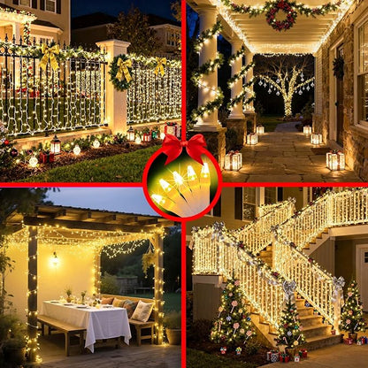 340 LED 90FT Christmas String Lights Outdoor, 12 Pro Modes and Timer Memory & Brightness, Plug in Outdoor Waterproof Clear Wire Twinkle Light for for Xmas Yard Tree Wedding Party Decor (Warm White)