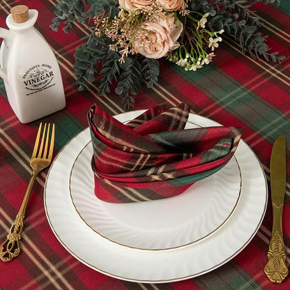 Rectangle Plaid Waterproof Tablecloth for Christmas, W20 x L20 | Checkered Style Table Cloth Holiday Family Gathering Rectangle Table Cover - Spillproof - Ideal for Indoor & Outdoor Use