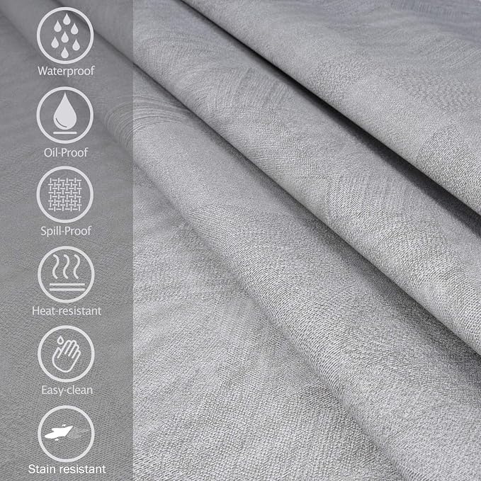 AIRCOWRIE Waterproof Vinyl Tablecloths, Heavy Duty Oil Proof Spill Proof Plastic Table Cloth, Wipe Clean PVC Table Cover for Spring Indoor and Outdoor Use (Grey, 54”×120”, Rectangle)