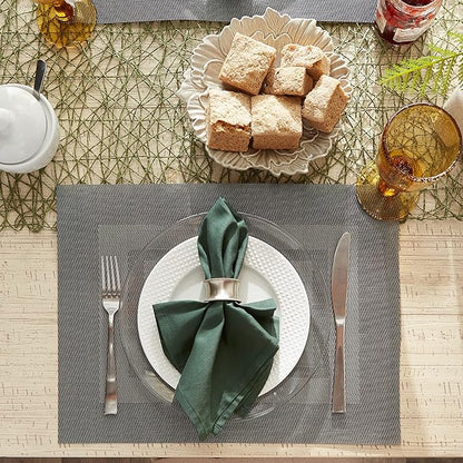 DII PVC Tabletop Collection Woven Indoor/Outdoor, Placemat Set, 13x17.25, Gray, 6 Piece