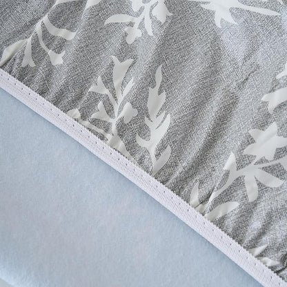 LIBERECOO Round Fitted Tablecloth with Elastic, Flannel Backed Vinyl Tablecloths for 40" - 44" Tables, Waterproof Wipeable Reusable Plastic Table Cloth for Indoor & Outdoor, Urban Fog