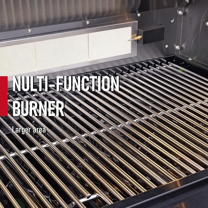 Black 4-Burner 72000 BTU Stainless Steel Propane Gas Outdoor Kitchen Island Grill with Single-Door Refrigerator, Pull-Out Sink & Storage Cabinets | for Patio, Backyard BBQ