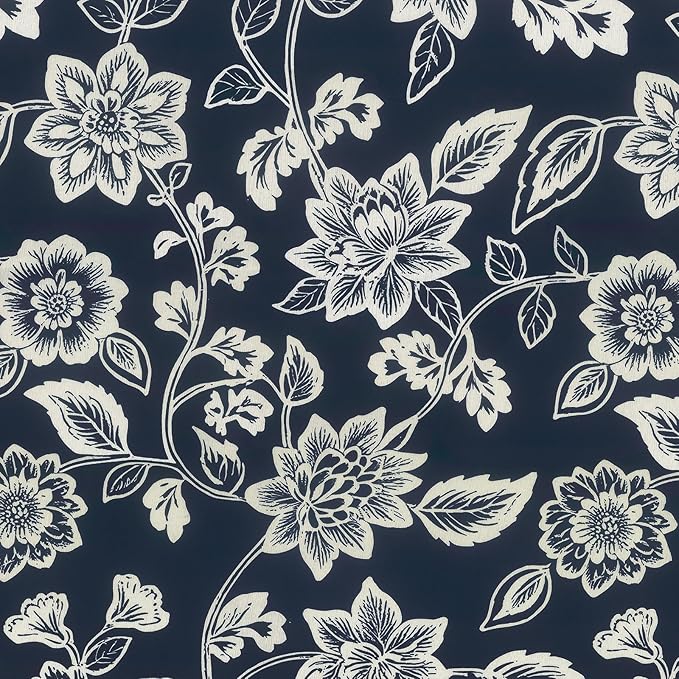 LVTXIII Set of 2 Patio Lumbar Pillow Covers ONLY, 12" x 20" Fade Resistant Outdoor Lumbar Pillow Cases,Decorative Garden Lumbar Cushion Covers for Patio Coach Sofa Use, Elegant Vines Navy