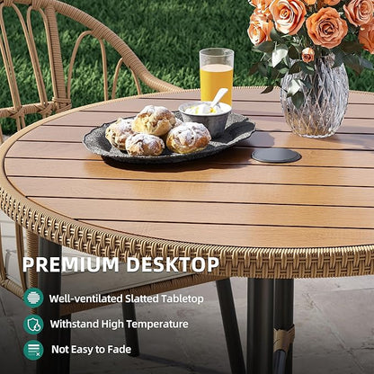 YITAHOME Patio Dining Set with Umbrella Hole for 4, Wicker Outdoor Dining Set 5pcs, Rattan Patio Dining Furniture Sets, Outdoor Table and Chairs Set for Patio Backyard Balcony Garden