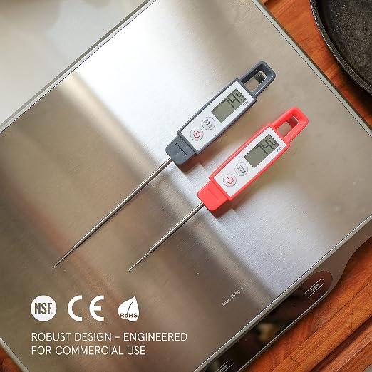 Lavatools PT09 Combo Pack Super-Quick Commercial Grade Digital Thermometer for Cooking, Meat, Candy, Candle, Liquid, Oil, 4.5" & 3" Probe, Splash Proof, °C/°F Toggle, Hold Function - Sambal