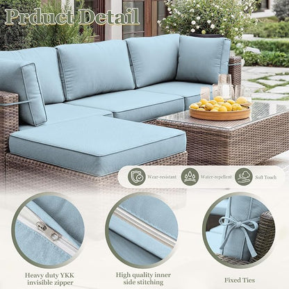 9 Pcs Outdoor Patio Cushions Covers Replacement Sets, Covers Only | 9 Pcs Patio Cushions Covers Replacement UV Resistant, Water Anti-Slip, Heavy-Duty Zippers for 5 Pcs Patio Furniture Set