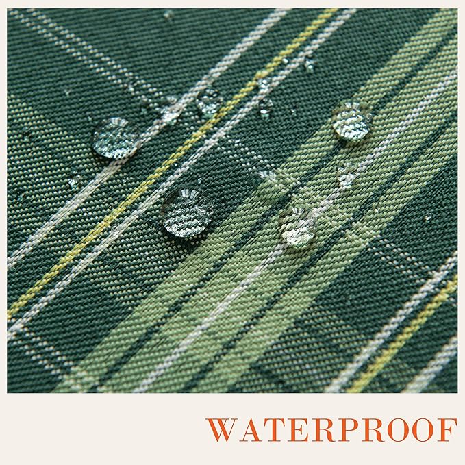 Christmas Green Plaid Waterproof Tablecloth – Classic Woven Check Design – Holiday Dining Table Cover for Xmas Parties, Stain-Resistant & Durable, 60" Round