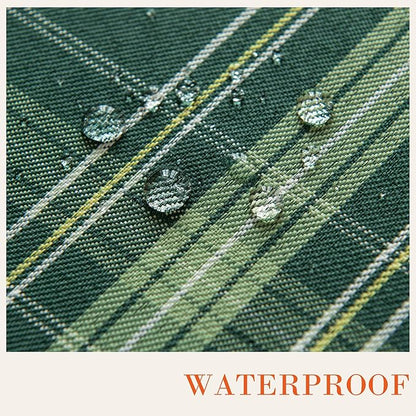 Christmas Green Plaid Waterproof Tablecloth – Classic Woven Check Design – Holiday Dining Table Cover for Xmas Parties, Stain-Resistant & Durable, 60" Round
