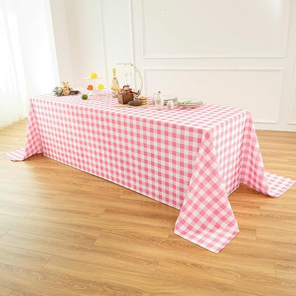 Classic Gingham Buffalo Tablecloth Fabric - Oblong 90x156 Inch Water Proof Checkered Table Cloth for Indoor Outdoor - Table Cover for Birthday, Picnics, BBQs, and Parties
