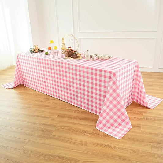 Classic Gingham Buffalo Tablecloth Fabric - Oblong 90x132 Inch Water Proof Checkered Table Cloth for Indoor Outdoor - Table Cover for Birthday, Picnics, BBQs, and Parties