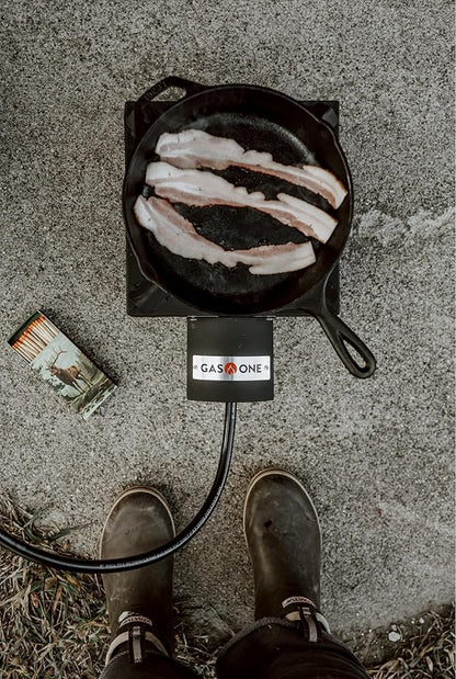 GasOne High Pressure Single Propane Burner - Outdoor Cooking with Heat Shield and Guard – Propane Burner Head for Camping, Tailgating, Seafood Boil, Home Brewing - Patented