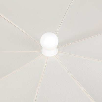JONATHAN Y Mariner 6.5 ft. Solid Fringe Beach Umbrella, Cream | Push-Button Tilt, UV 50 Protection, Matching Carry Bag, White Iron Pole, Wind Vent, Scalloped Round Canopy