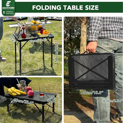 E EASTSTORM Folding Picnic Table for Grill Outdoor Camping Table with Portable Mesh Bag, Compact & Foldable for Easy Storage - Great for Picnic, Garden, Patio, Dining, BBQ, Party, Market 2Ft