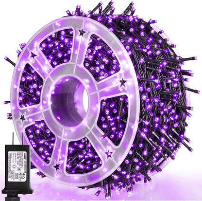 weillsnow 500 LED Halloween String Lights,164 FT Twinkle Lights Waterproof | Purple, 8 Modes, Plug in, Timer & Memory Function, for Halloween Party Garden and Home Decor, Indoor&Outdoor Use