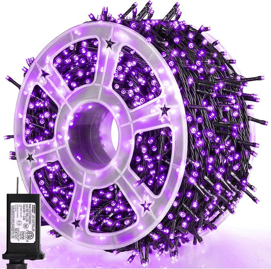weillsnow 500 LED Halloween String Lights,164 FT Twinkle Lights Waterproof | Purple, 8 Modes, Plug in, Timer & Memory Function, for Halloween Party Garden and Home Decor, Indoor&Outdoor Use