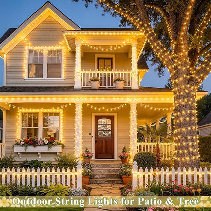 JMEXSUSS Outdoor String Lights Indoor for Bedroom, Classroom Lights Plug in | 200 LED 66 Ft Twinkle Christmas Tree Lights for Wedding Room Wall Yard Patio Classroom Decor, Connectable, Warm White