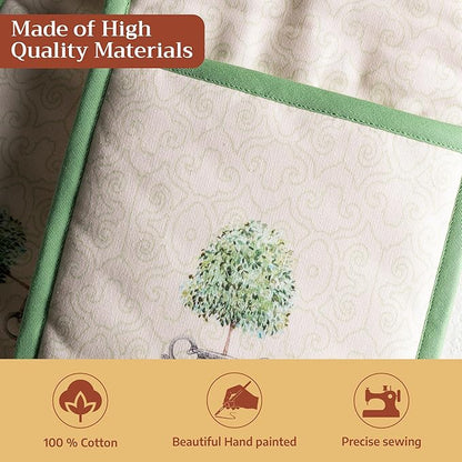 Maison d' Hermine Double Oven Mitts 100% Cotton 7"x35" Double Oven Mitt Heat Resistant BBQ Cooking Gloves with Loop Baking Grilling Kitchen Hotel Home Farmhouse Spring Summer (Jardin Du Roy)