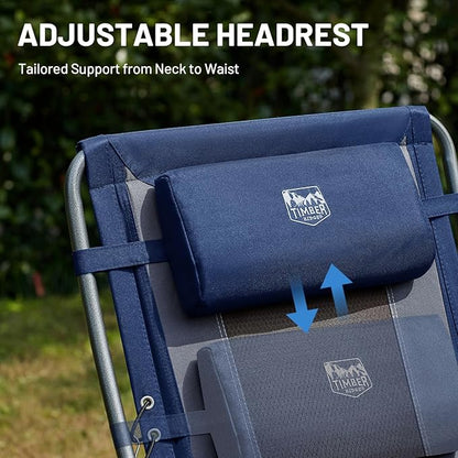 Timber Ridge Oversized Zero Gravity Chair, Padded Reclining Lounge Chair with Adjustable Headrest & Cup Holder, Heavy Duty Support 350 lbs, Foldable for Camping, Lawn, Outdoor & Indoor