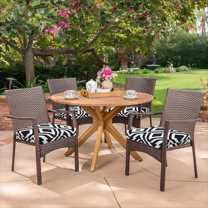 HARBOREST Outdoor Chair Cushions Set of 4, Water Resistant Patio Chair Cushions with Ties, Square Corner Outdoor Seat Cushions for Patio Furniture, 18.5"x16"x3", Black/White Diamond