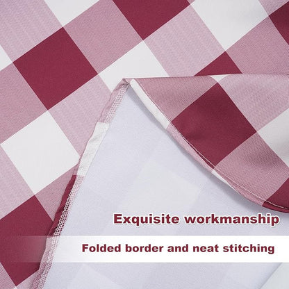 SquarePie 60x120'' Rectangle Outdoor Tablecloth with Umbrella Hole Water Resistant Zippered Table Cloth Cover for Spring Summer Garden Patio Picnic Garden,Burgundy Red Gingham