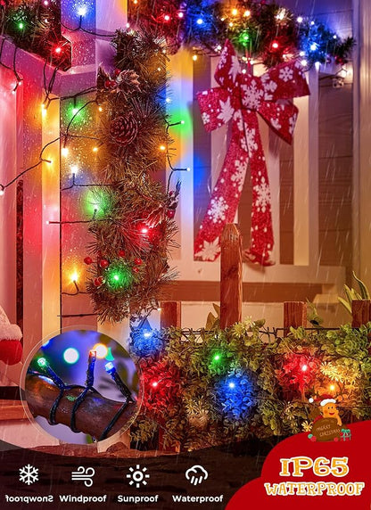 Brightown Solar Christmas Lights, 4 Pack Total 184FT 480 LED, Multicolor | Solar String Lights Outdoor Waterproof Green Wire with 8 Modes, Solar Fairy Light for Garden Yard Patio Party Decors