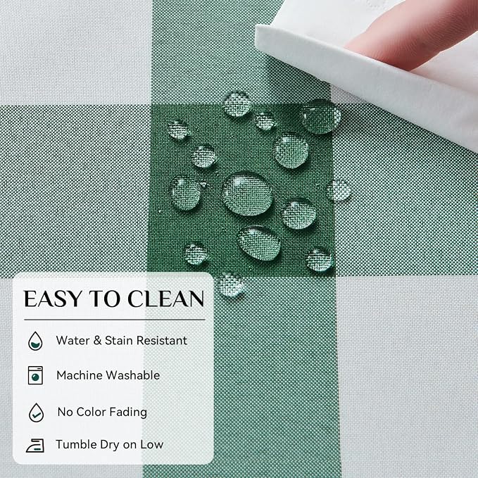 Softalker Gingham Checkered Tablecloth Rectangle - Outdoor Waterproof Buffalo Plaid Table Cloth, Stain Resistant Washable Table Cover for Picnic, Camping - Green and White, 2 Pack - 60 x 84 Inch