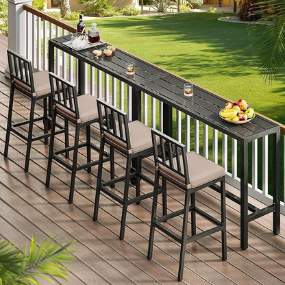 YITAHOME 55" Outdoor Bar Table | Rectangle Narrow Counter Height Table, Ideal Bar Height Table for Balcony, Patio, Garden, Yard, Poolside, Black