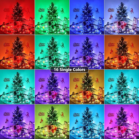 Toodour 4th of July String Lights, 66ft 200 LED RGB Color Changing String Lights with Remote & Timer, Waterproof Red White and Blue Lights for Home Yard Holiday Tree Party Indoor Outdoor Decoration