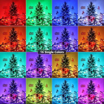 Toodour 4th of July String Lights, 115ft 350 LED RGB Color Changing String Lights with Remote & Timer, Waterproof Red White and Blue Lights for Home Yard Holiday Tree Party Indoor Outdoor Decoration