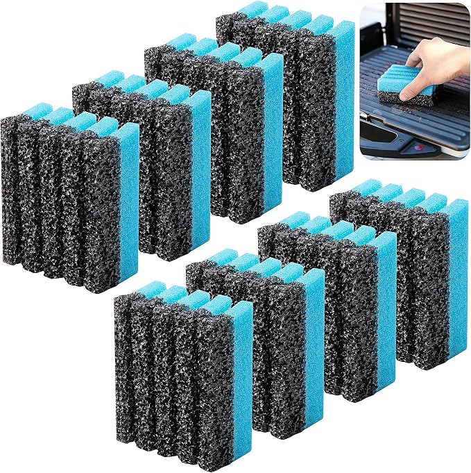 EBaokuup 8 Pcs Grill Plate Cleaning Sponge 12207, Electric Grill Cleaning Sponge with Grooves, Grill Cleaner Replacement Sponges for Indoor Outdoor Giddle