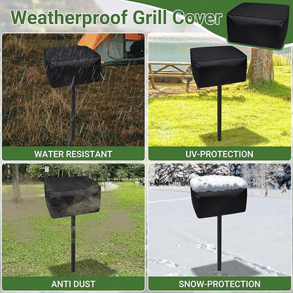 Park Grills, 256 Sq. In, Park Style Charcoal Grill, Heavy Duty In Ground Park Grill with Stainless Steel Cooking Grate and Cover for Commercial and Outdoor Cooking 16'' L x 16'' W x 8'' H