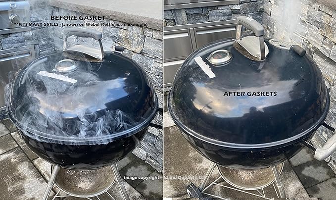 FireBlack Black High Temp Gasket Vision Kamado Smoker Grill Self Stick w/LavaLock