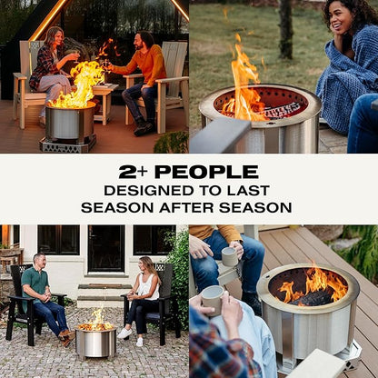 Breeo Smokeless Fire Pit (X Series 19, Stainless Steel) | 22.1 inch Smokeless Firepit for Outside | 47 Pounds | Ideal for Families Compatible with Wide Range of Breeo Accessories