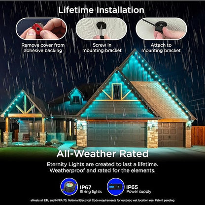 Enbrighten Eternity Permanent Outdoor Lights, 50ft, 32 Lights, Smart (Pack of 2)