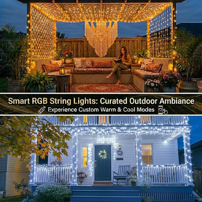 JMEXSUSS 200 LED RGB String Lights Outdoor Indoor, 66Ft Classromm Lights | Color Change Christmas Lights for Bedroom Tree Room Party Birthday Independent Day Decor, Clear Wire, Remote, Plug in
