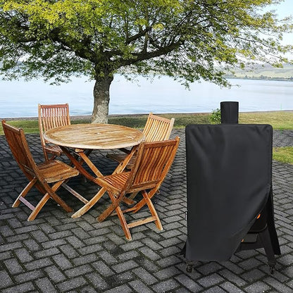 Suphomeware Ventical Pellet Smoker Cover for Pit Boss 4/5 Series，PBV4PS1，PBV5PW1，PBV4PS2, 600D Black Waterproof Grill Cover with Speacial Zipper Design.