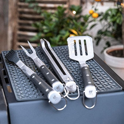 ZWILLING BBQ+, 5-pc Grill Tool Set, Grill Spatula, Grill Tongs, Grill Fork, Basting Brush, Chef's Wrap, Made from Durable and Corrosion-Resistant Stainless Steel, Travel Friendly, Easy-to-Clean