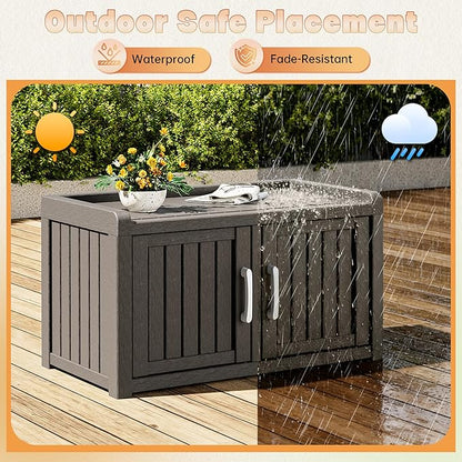 Bifanuo Shoe Storage Cabinet, 2-Door Outdoor Storage Bench with Adjustable Shelves, Waterproof UV-Resistant for Hallway, Living Room, Entryway, Large Capacity Modern Organizer (Grey)