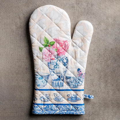 Maison d'Hermine Oven Gloves 100% Cotton Oven Mitt 7" x 13" with Loop Heat Resistant BBQ Cooking Gloves Baking Grilling Kitchen Hotel Home Farmhouse Spring Summer (Pack of 1, Canton)